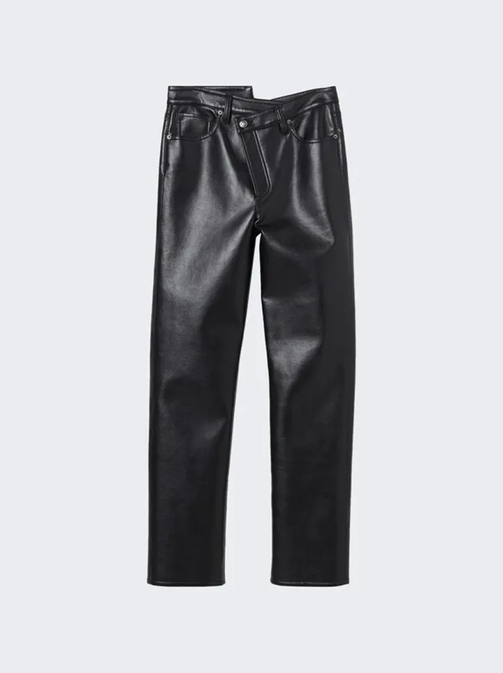 Recycled Leather Criss Cross Pants Detox Black