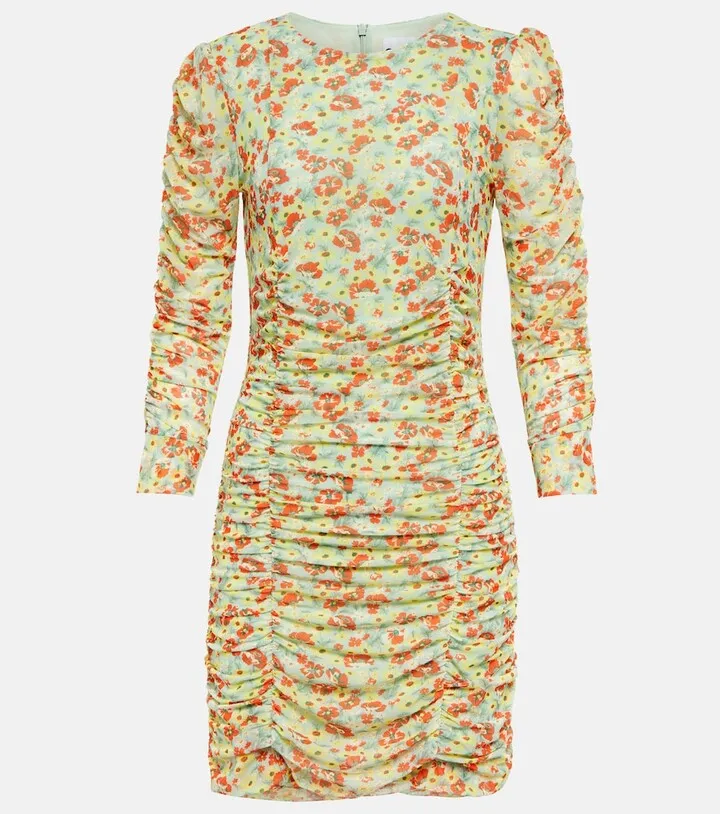 Ruched floral minidress