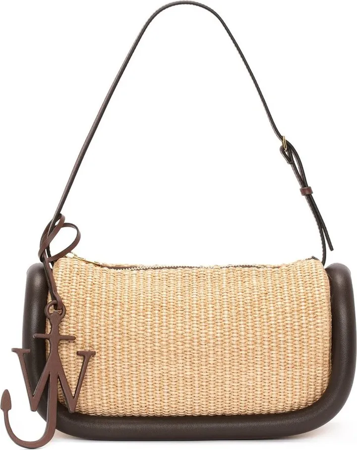 Bumper-15 raffia shoulder bag