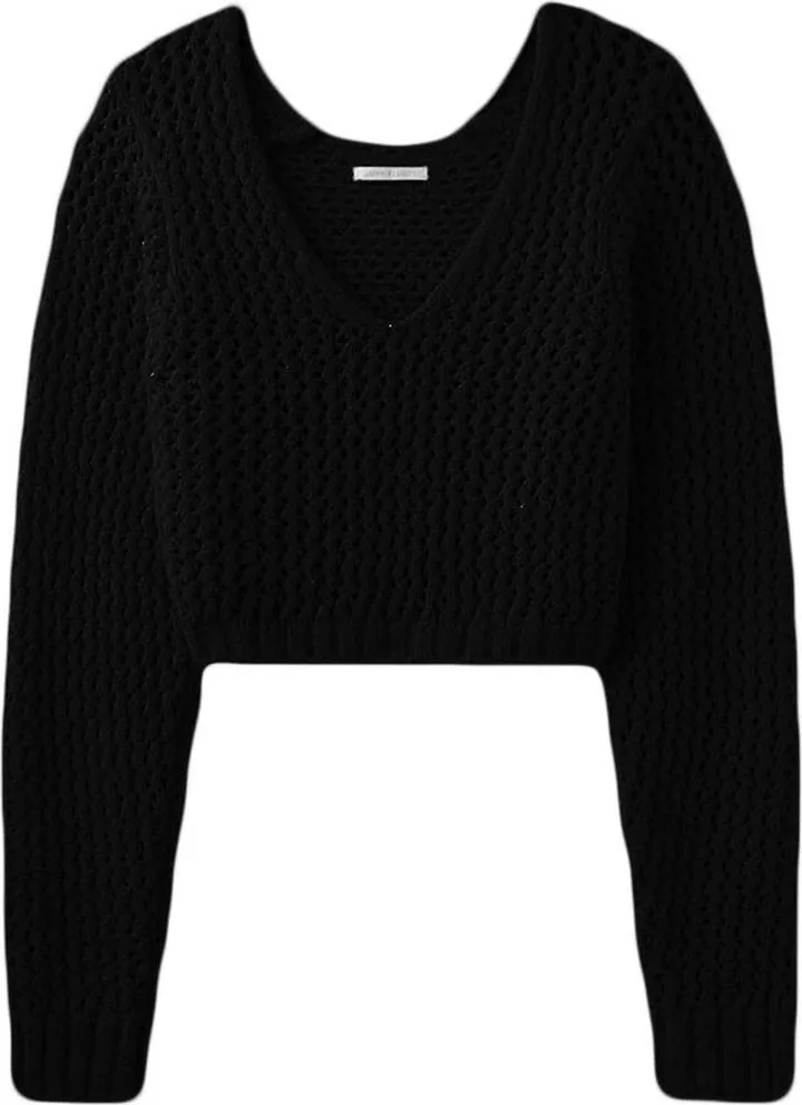 V-Neck Cropped Knit Top