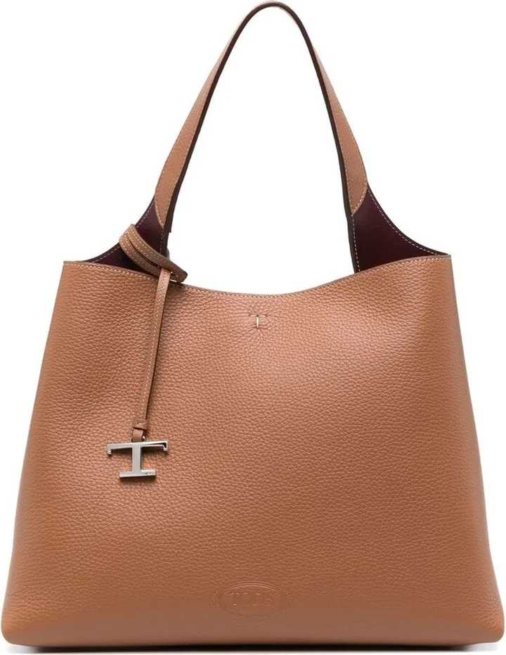 T leather shopping tote