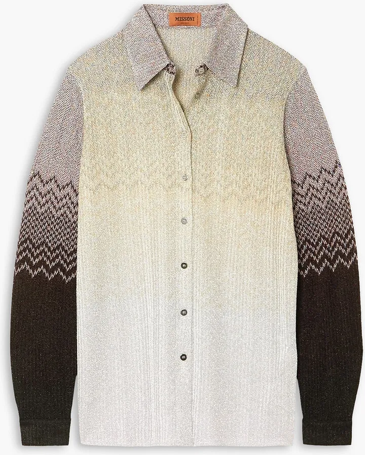 Metallic crochet-knit shirt