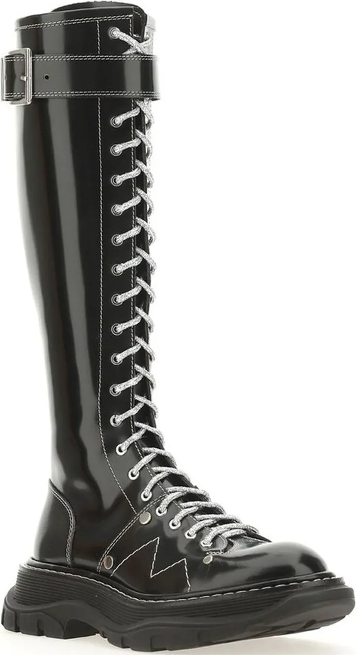 Alexander McQueen Buckle Detailed Lace-Up Boots