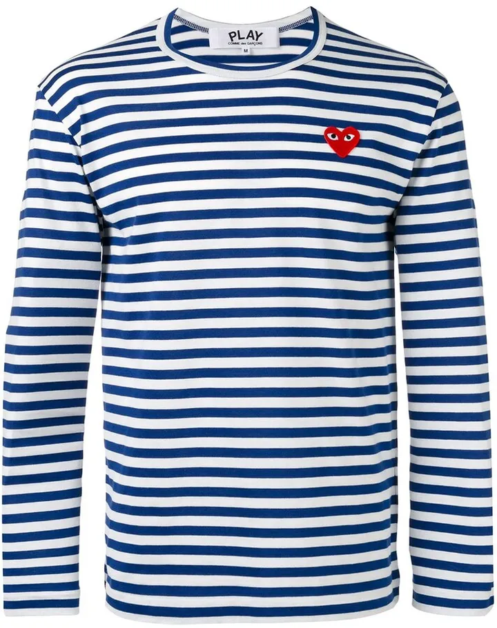 striped heart embellished T-shirt