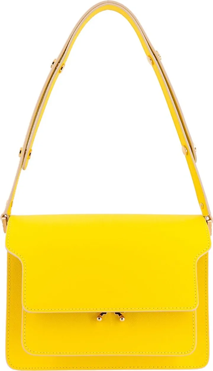 Leather shoulder bag with bellows detail