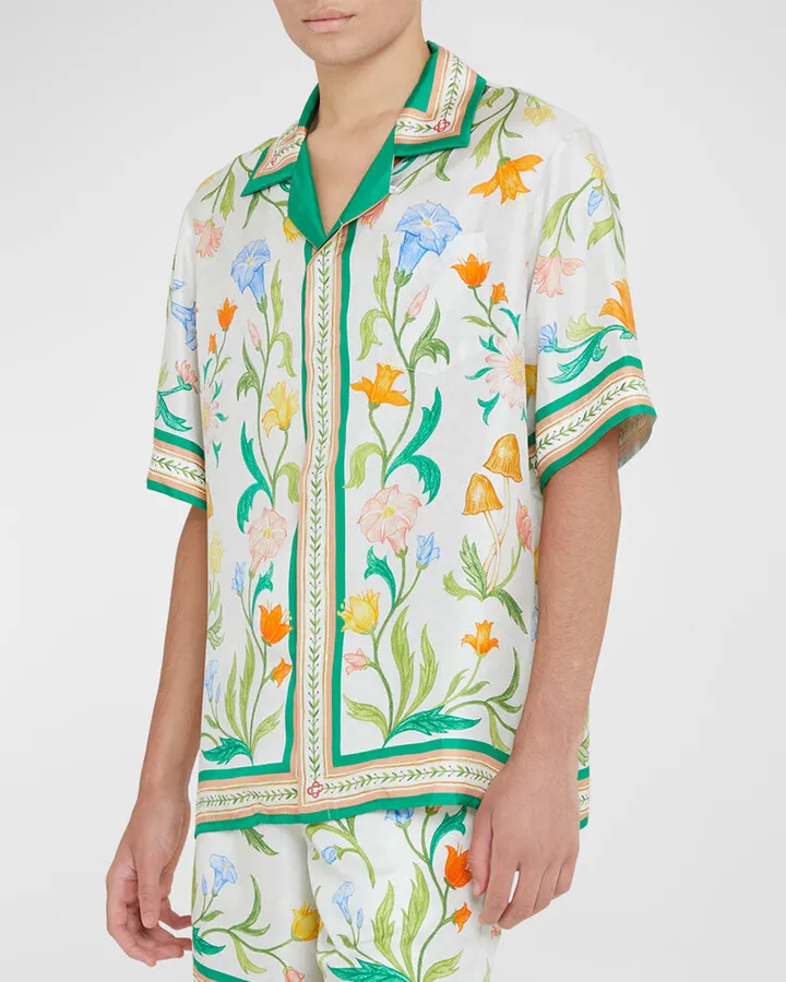 Men's L'arche Fleurie Cuban-Collar Shirt