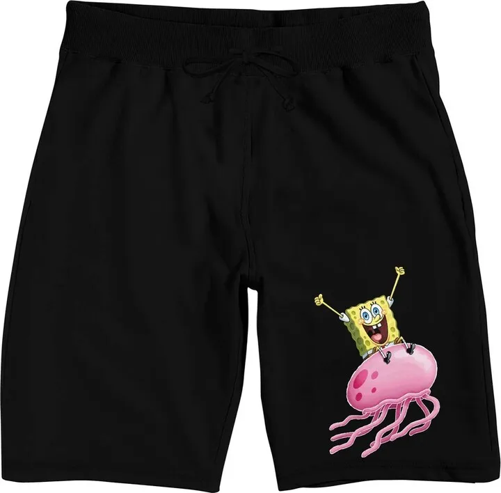 Spongebob Squarepants Jellyfish Men’s Black Sleep Pajama Shorts -Medium