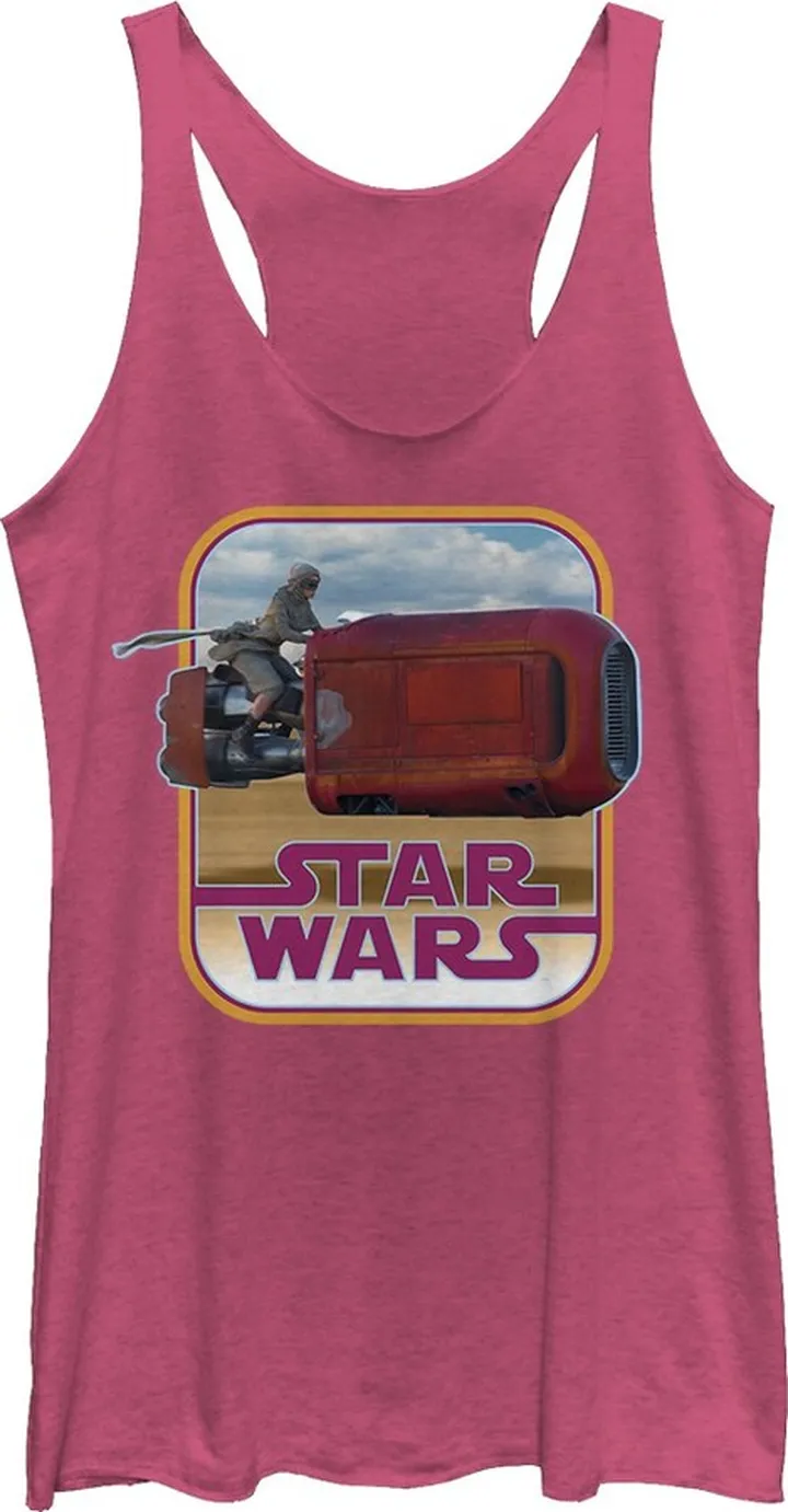 Women's Star Wars The Force Awakens Retro Rey Speeder Racerback Tank Top - Pink Heather - Small