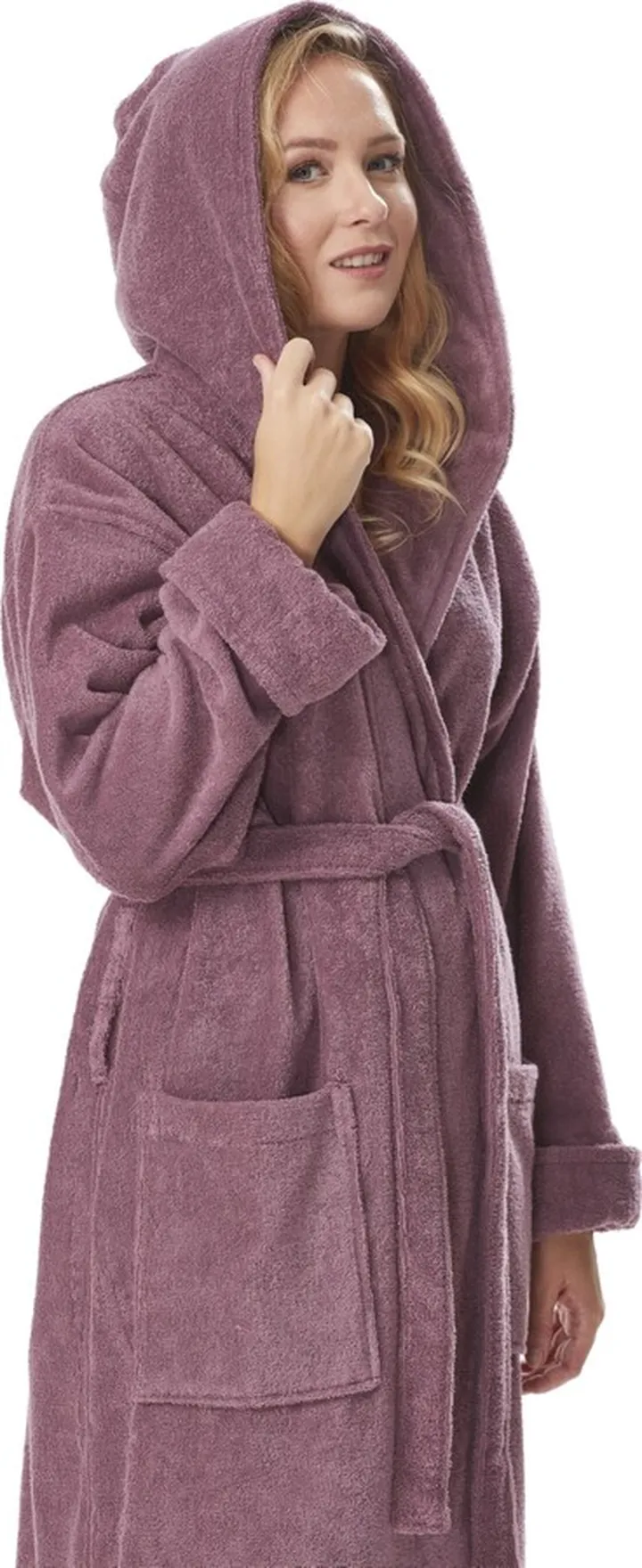 Arus Women's Organic Hooded Full Length Turkish Cotton Bathrobe Bedding