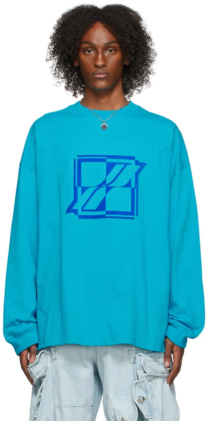 We11done Blue Logo Embroidered T-Shirt