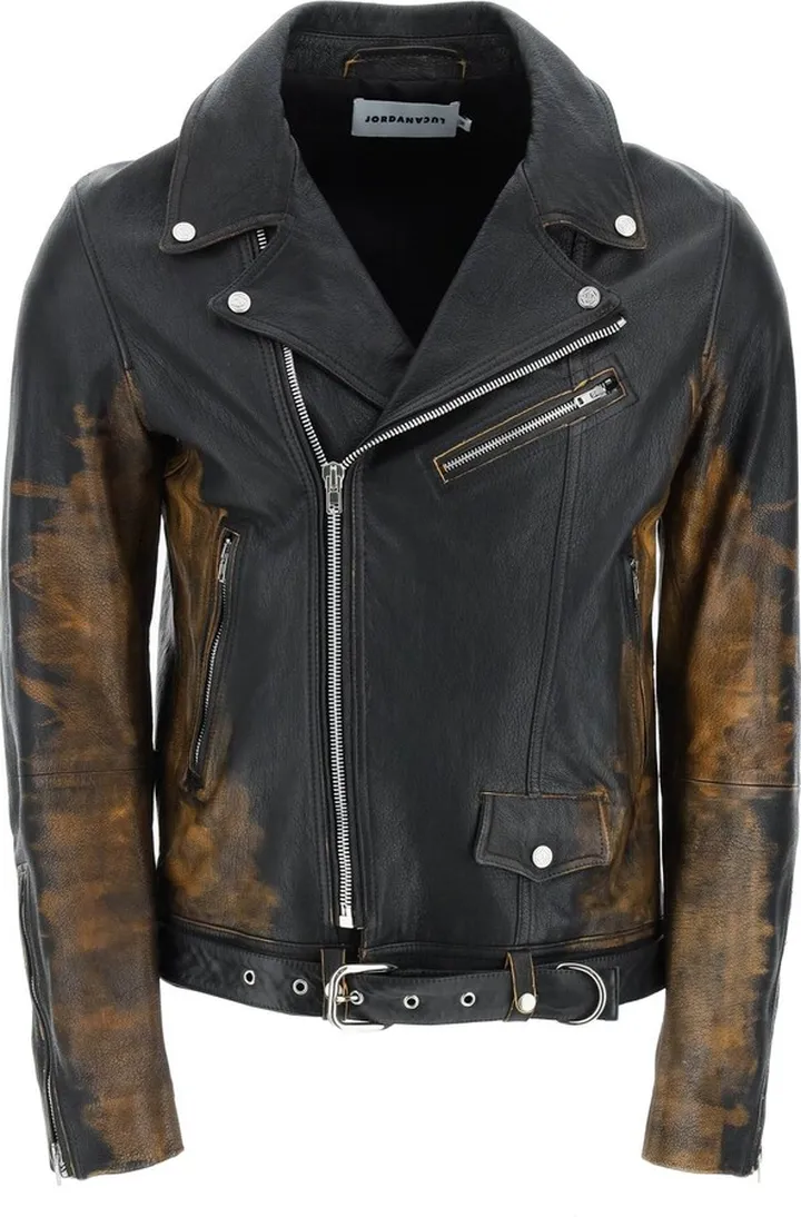 Gradient Leather Biker Jacket