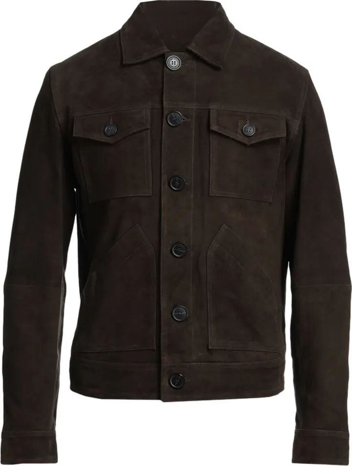 Slhoban Suede Trucker Jacket W Jacket Dark Brown