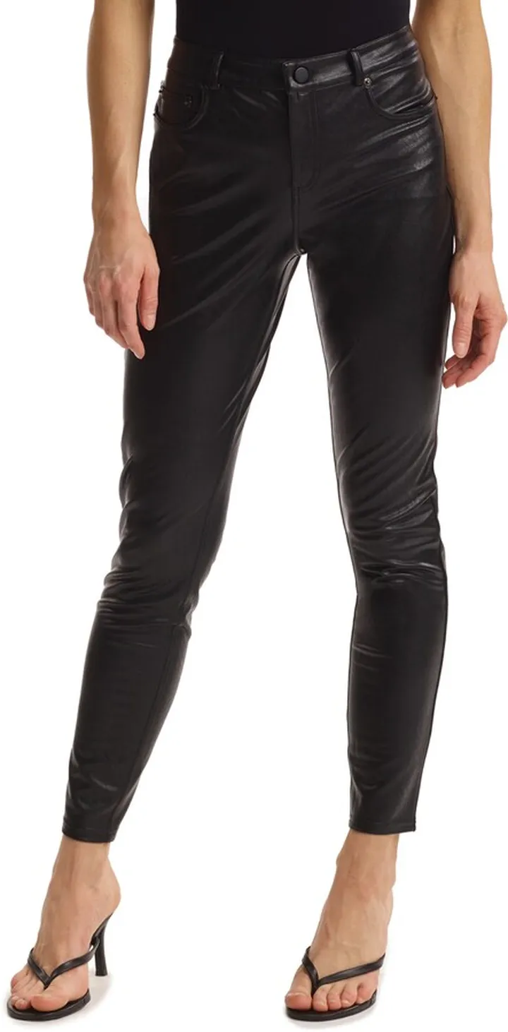 Faux Leather Five-Pocket Pants