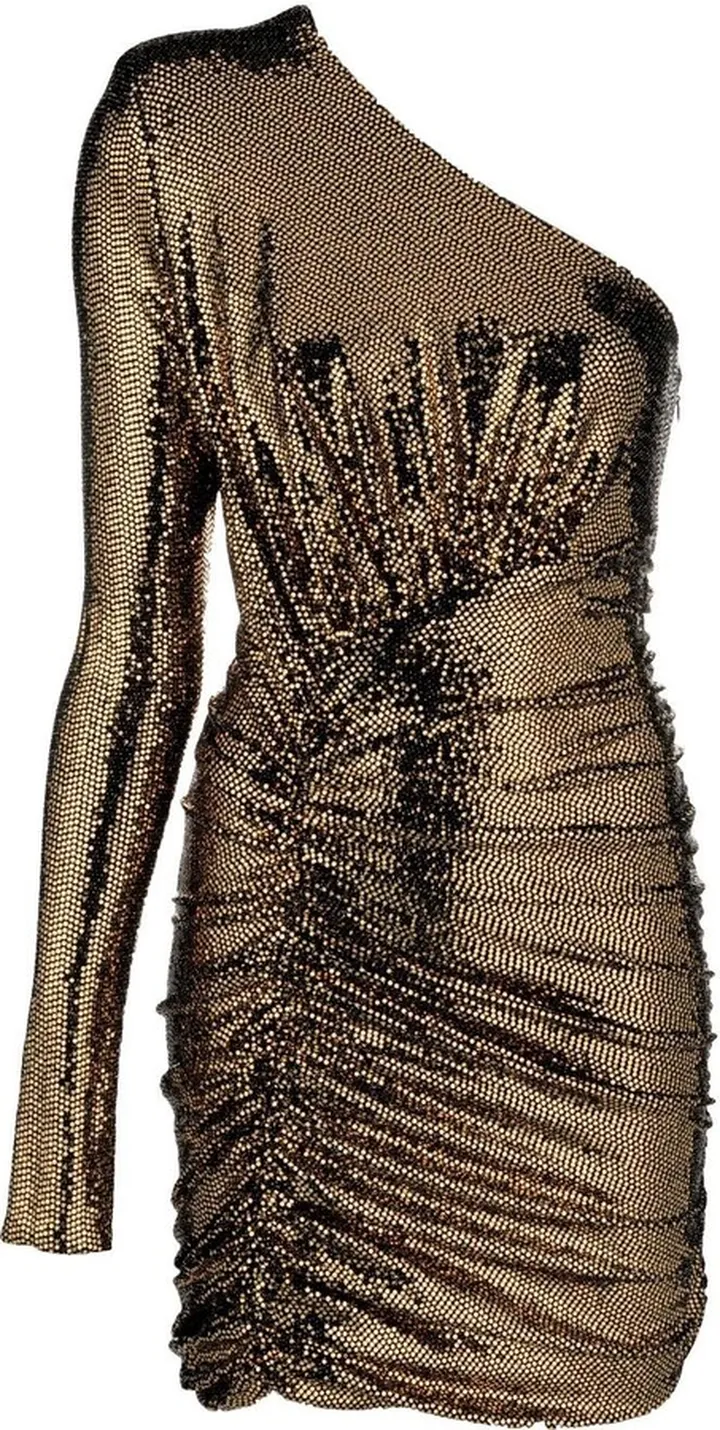 Sequin-Embellished Ruched Dress