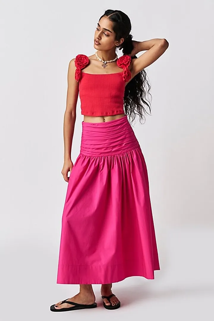 Estela Ruched Midi Skirt by Shona Joy at Free People