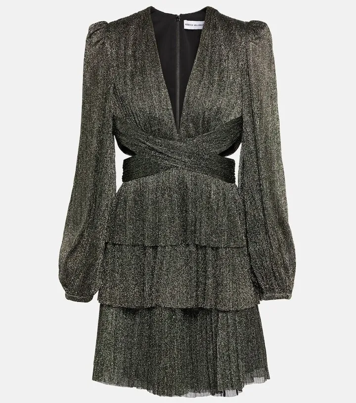 Giverny metallic plisse minidress