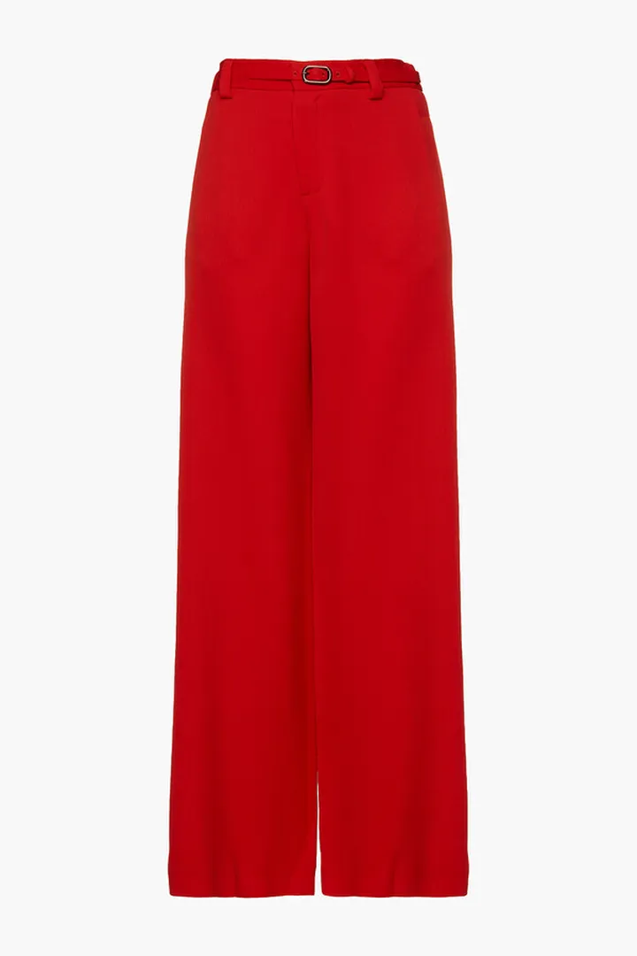 Aperol piqué wide-leg pants