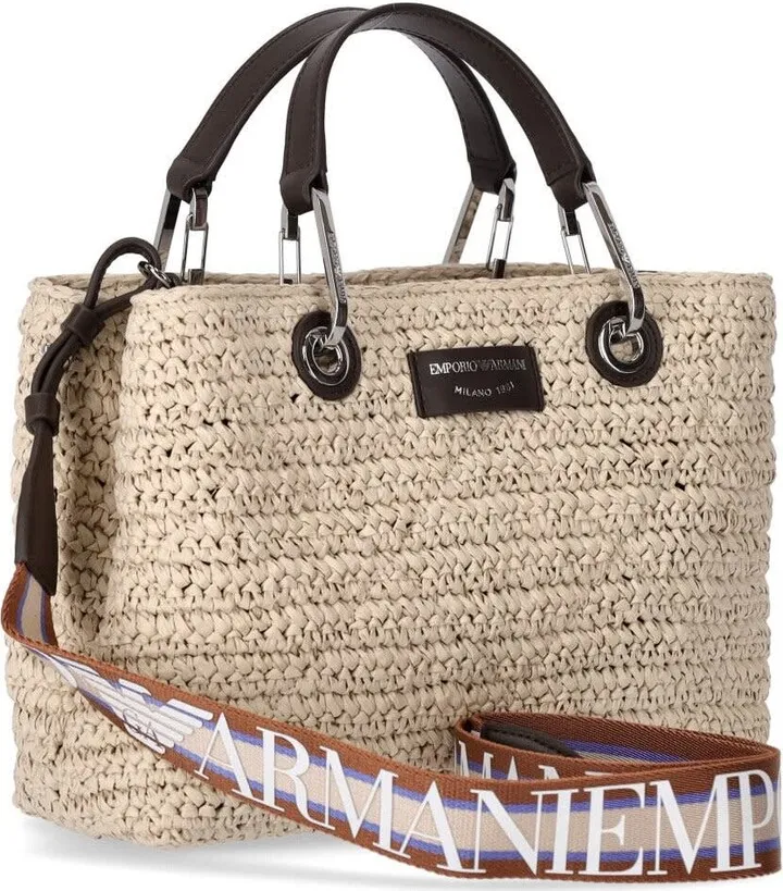 Myea Small Beige Raffia Shopping Bag