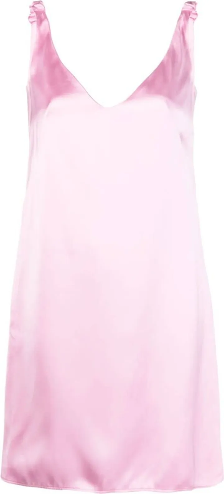 ruched-straps V-neck satin dress