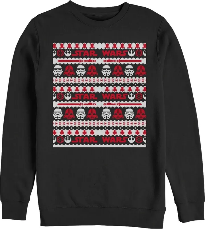 Men's Star Wars Ugly Christmas Dark Side Helmets Sweatshirt - Black - X Large
