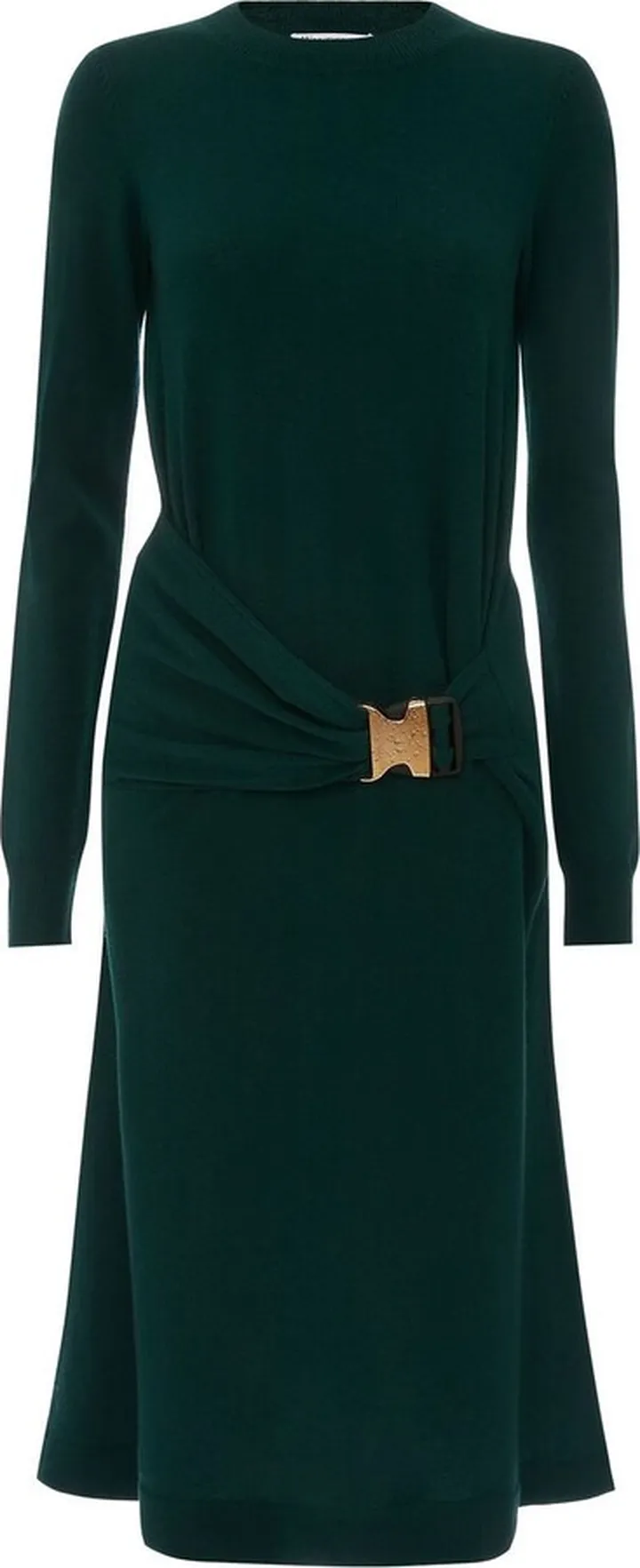 Buckle-Waist Midi Dress