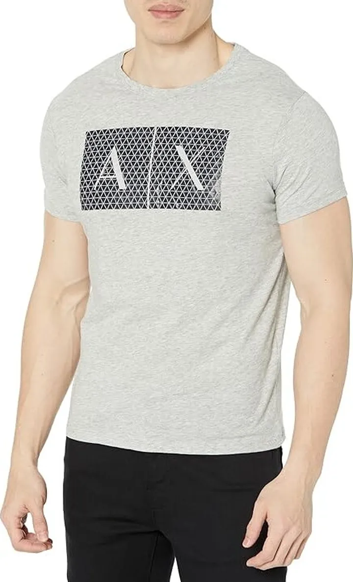 Armani Exchange Box Logo Tee (B09B Heather Grey) Men's Clothing