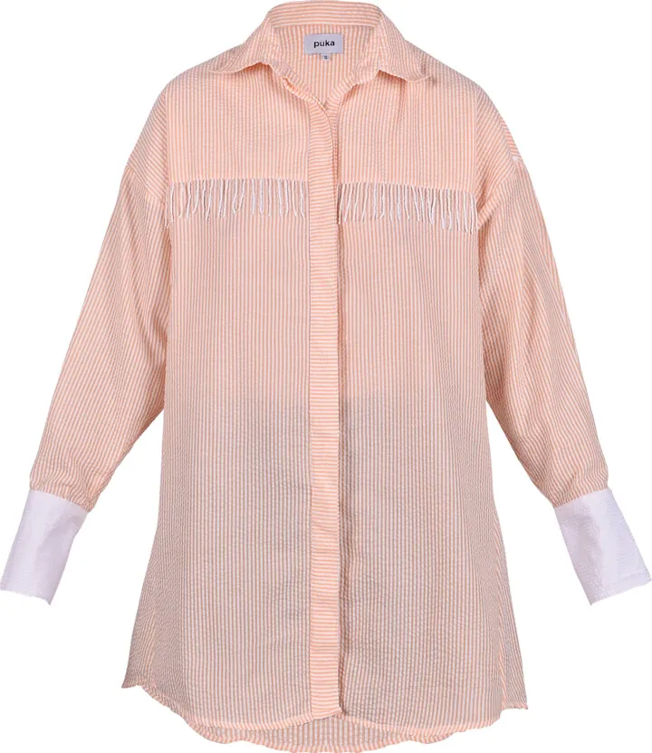 puka - Orange Seersucker Ulu Dress