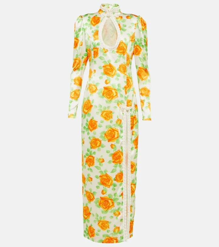 Floral silk midi dress