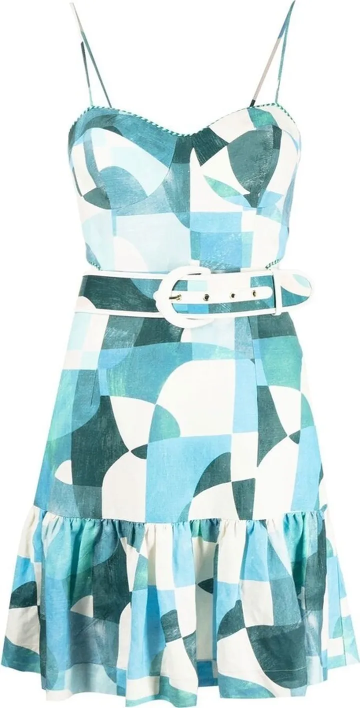 Mallorca belted linen mini dress