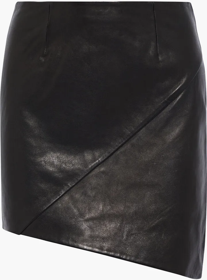 Hemy asymmetric leather mini skirt
