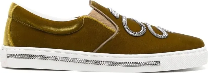 Serpent slip-on velvet sneakers