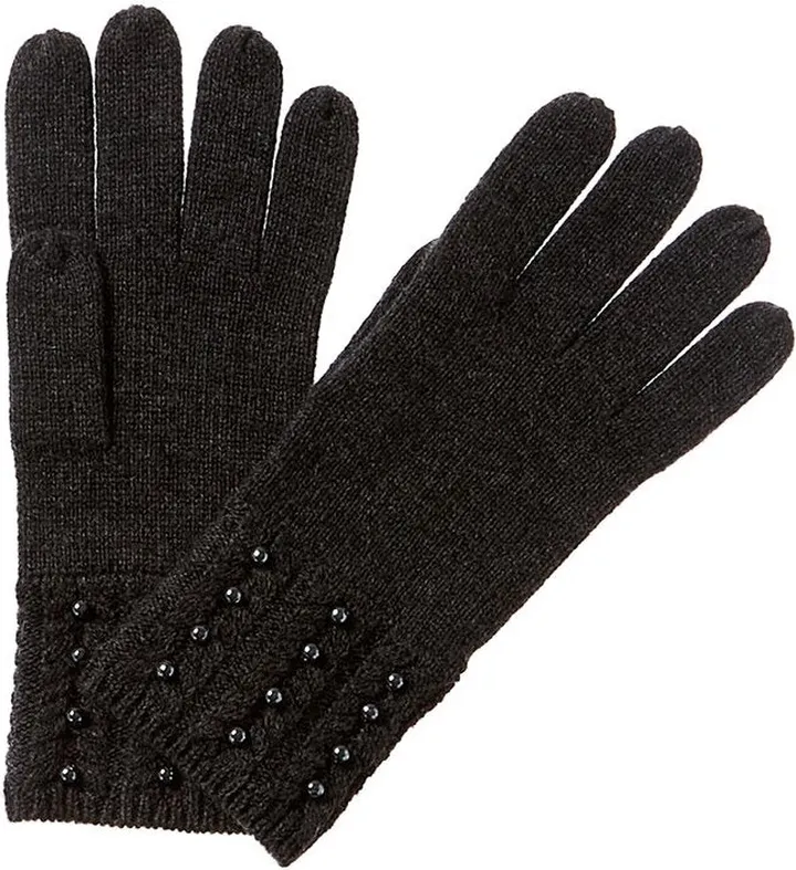 Forte Cashmere Pearl-Studded Cashmere Gloves