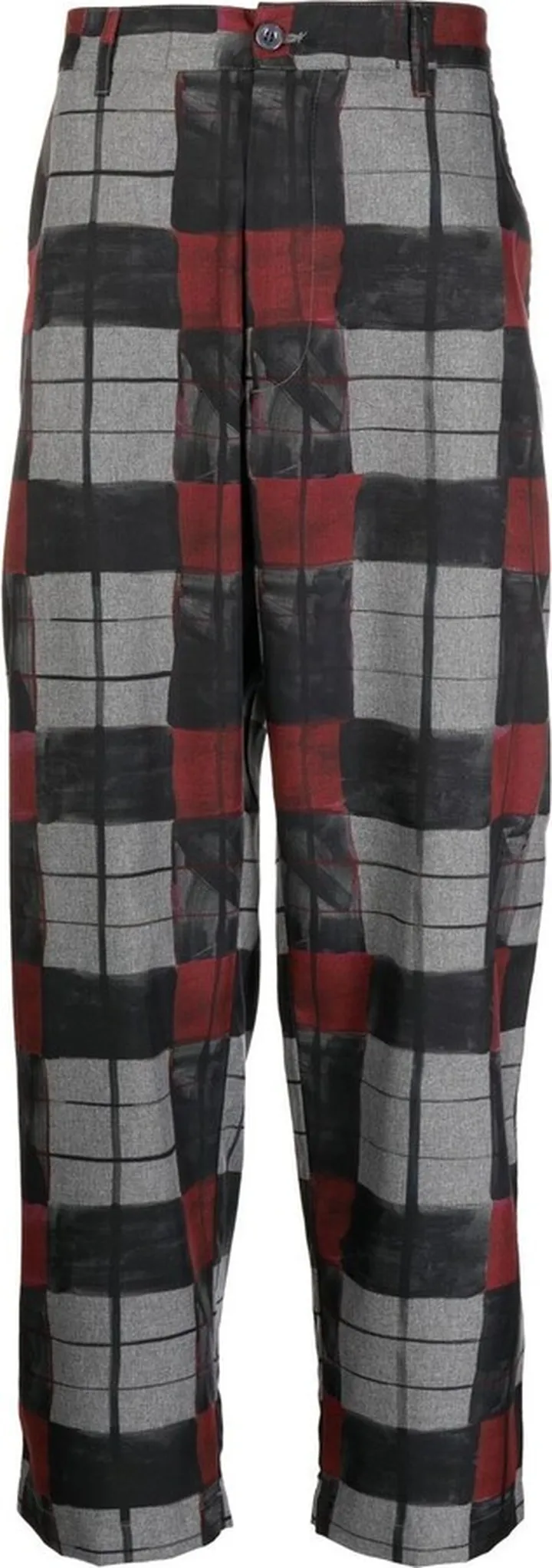 Check-Print Cropped Trousers