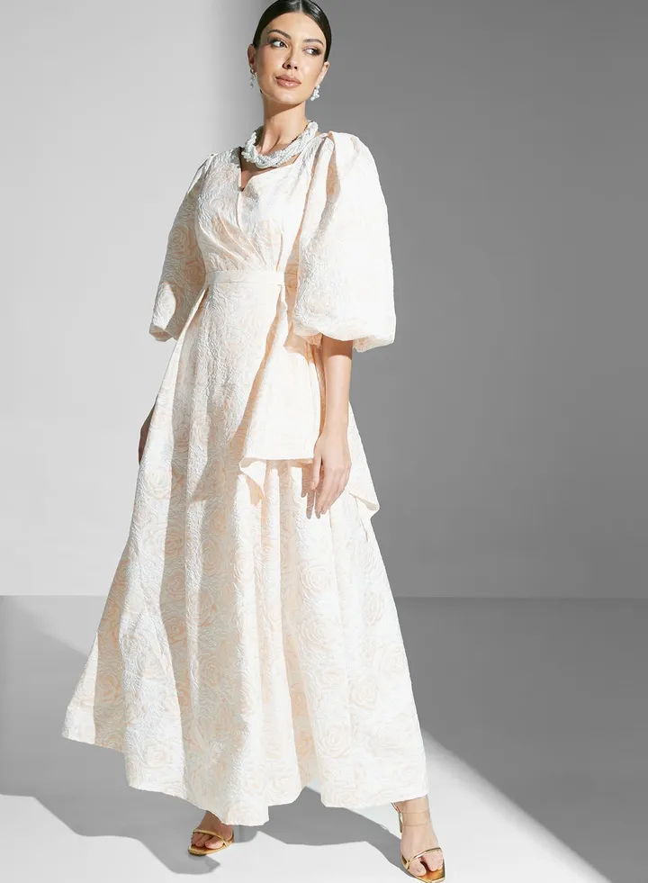 Volume Sleeve Maxi Dress