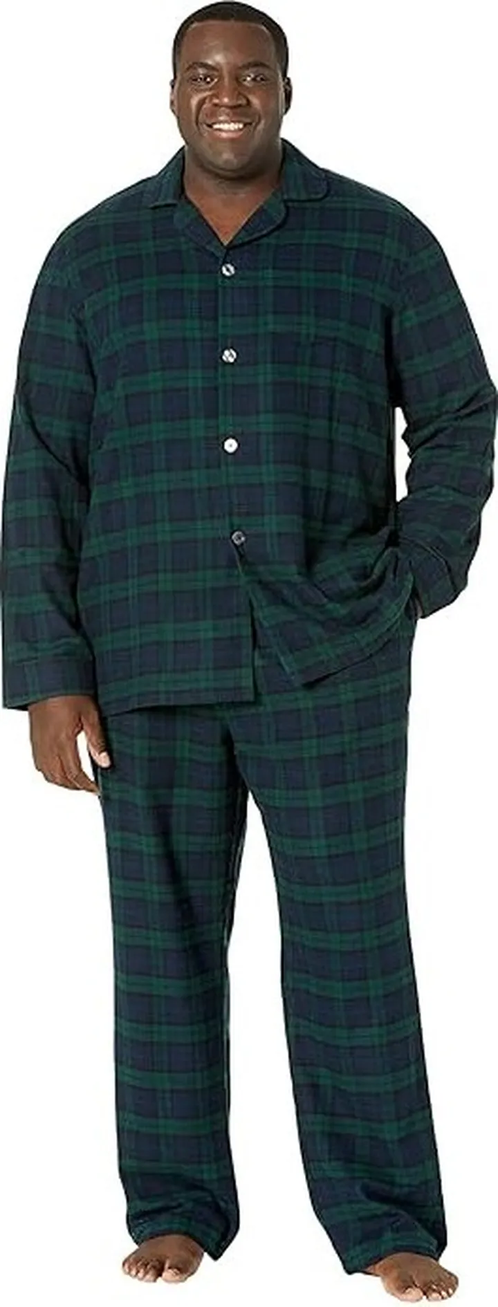L.L.Bean Scotch Plaid Flannel Pajamas Tall (Black Watch Tartan) Men's Pajama Sets