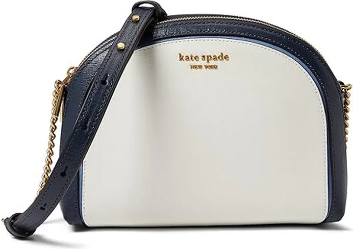 Kate Spade New York Morgan Color-Blocked Saffiano Leather Double Zip Dome Crossbody (Cream Multi) Wallet
