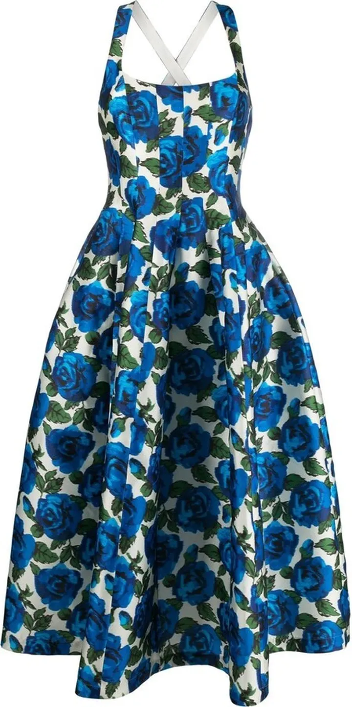 Floral-Print Flared Midi Dress