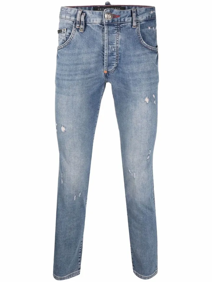 Distressed Skinny-Cut Jeans