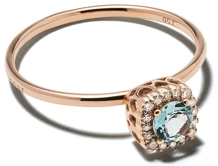 18kt Rose Gold Aquamarine Diamond Cocktail Ring