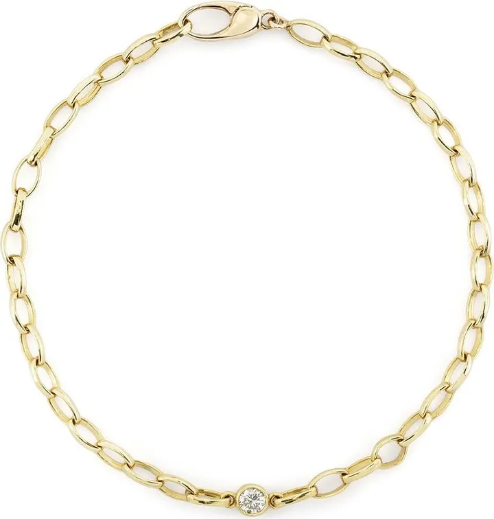18kt yellow gold small Edith diamond bezel link bracelet