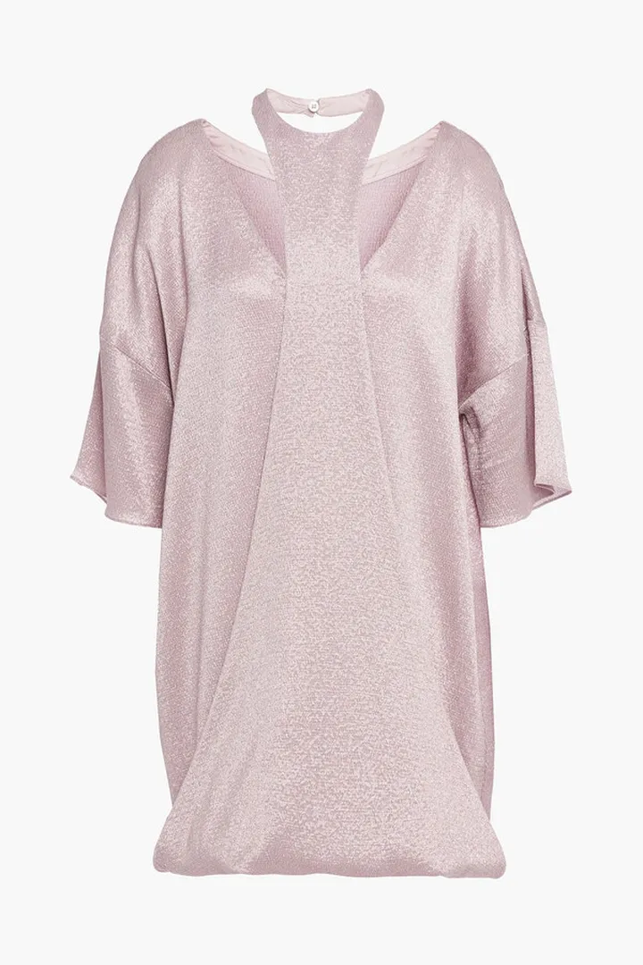 Cutout textured-lamé mini dress