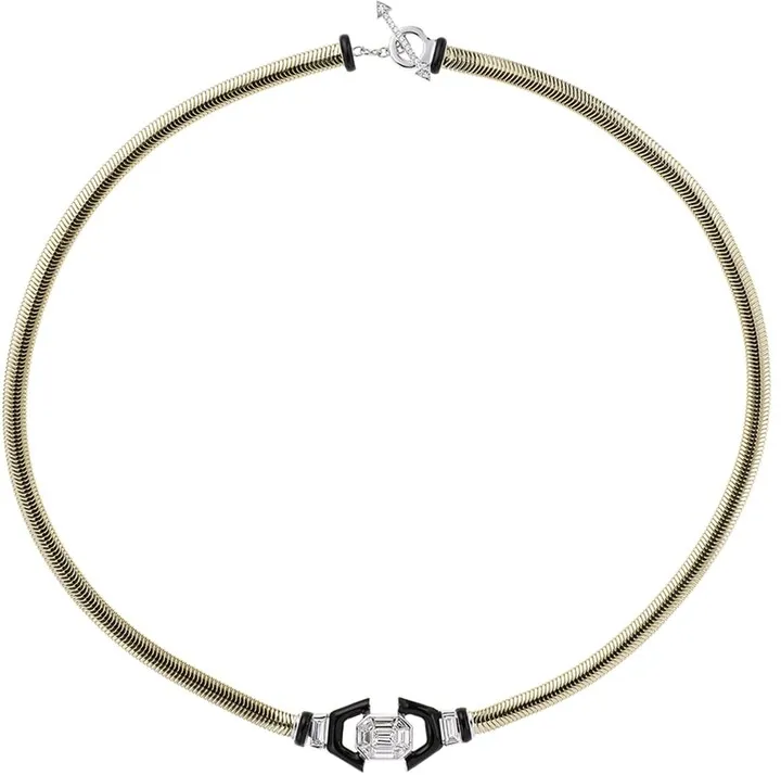 Feelings 18k Black Enamel Diamond Necklace