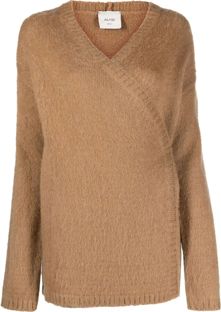 knitted V-neck wrap jumper