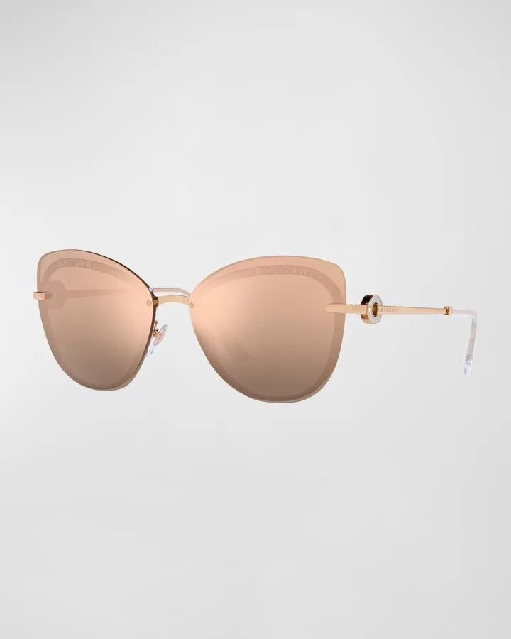 Logo Mirrored Metal Butterfly Sunglasses