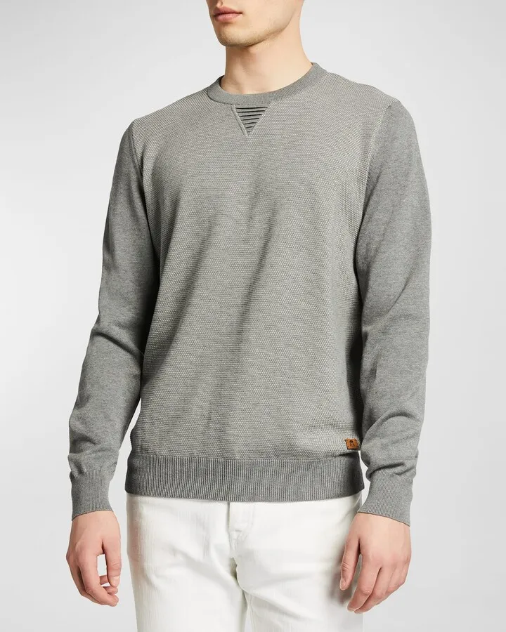 Men's Solid Pique Crewneck Sweatshirt