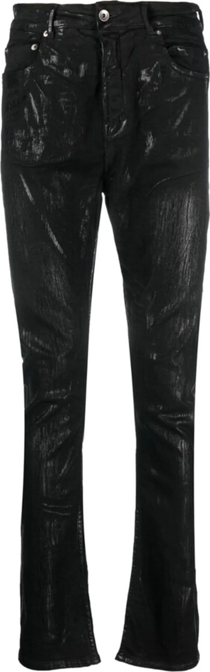 Foiled-Finish Skinny Jeans