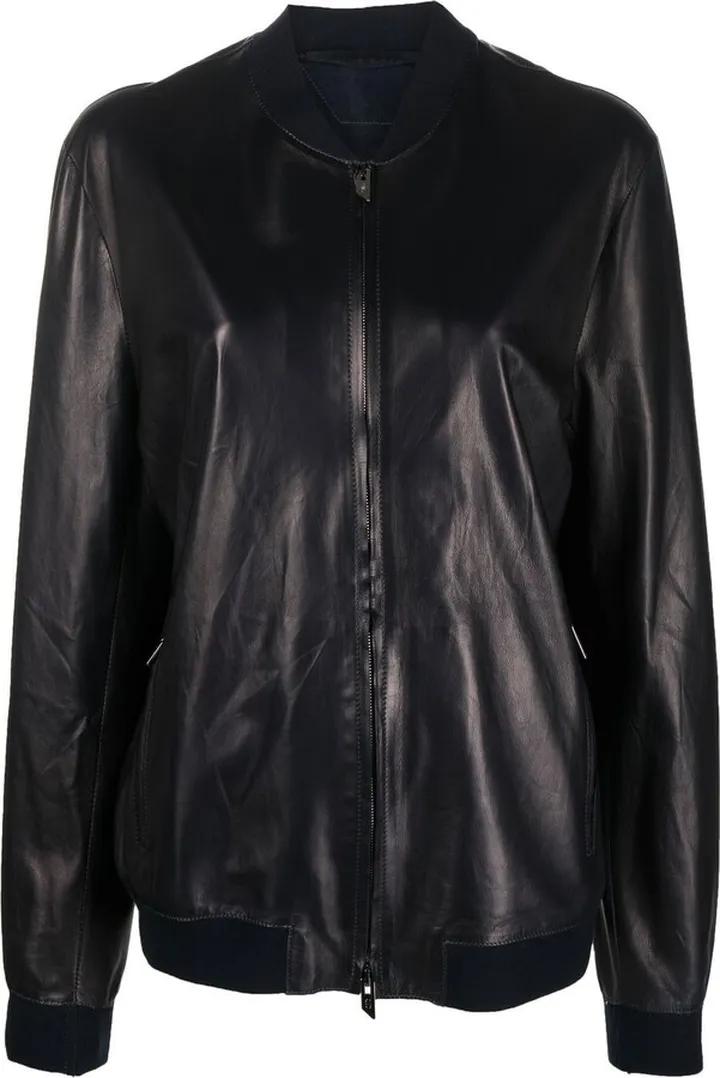 Logo-Charm Leather Jacket