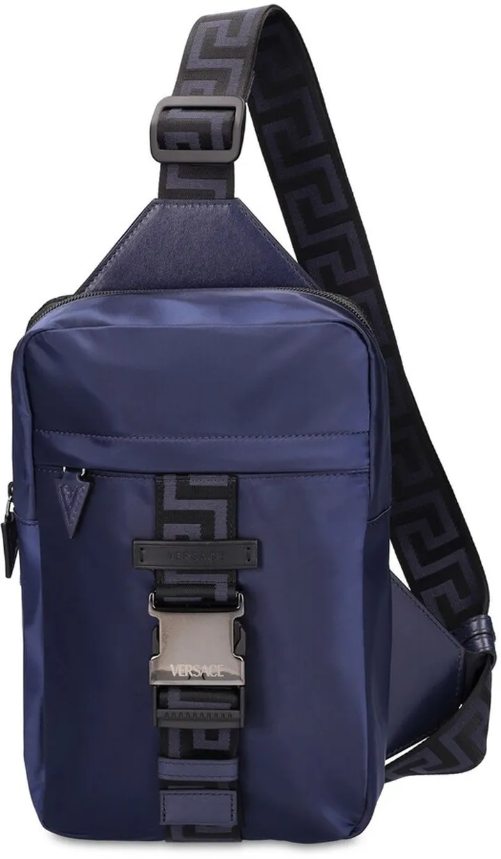 Greca nylon & leather body bag