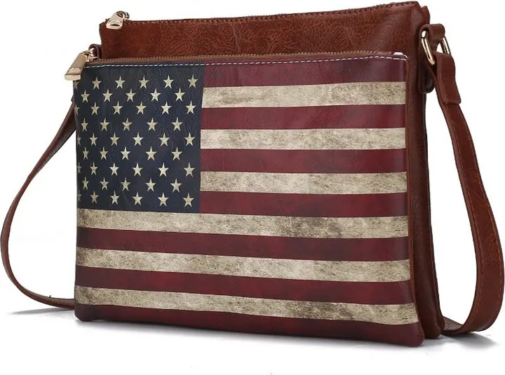 Madeline Printed Flag Vegan Leather Women’s Crossbody Bag