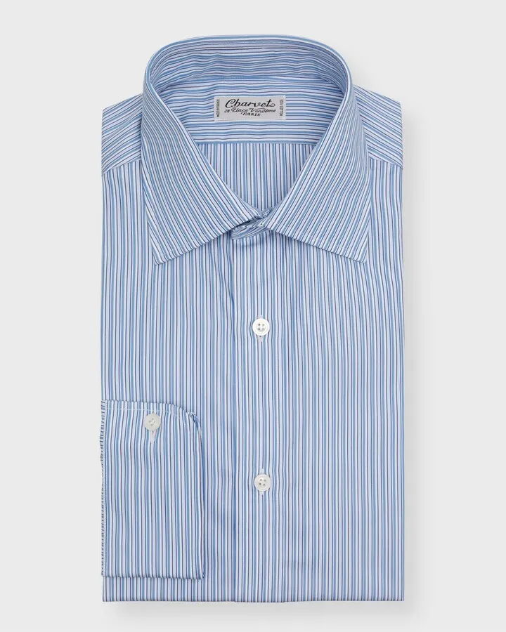 Men's Cotton Multi-Stripe Dress Shirt